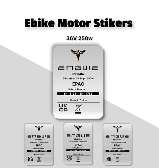 3x EPAC 250w 15.5mph Engwe EBike Legal Motor Silver Sticker Decal Bycicle