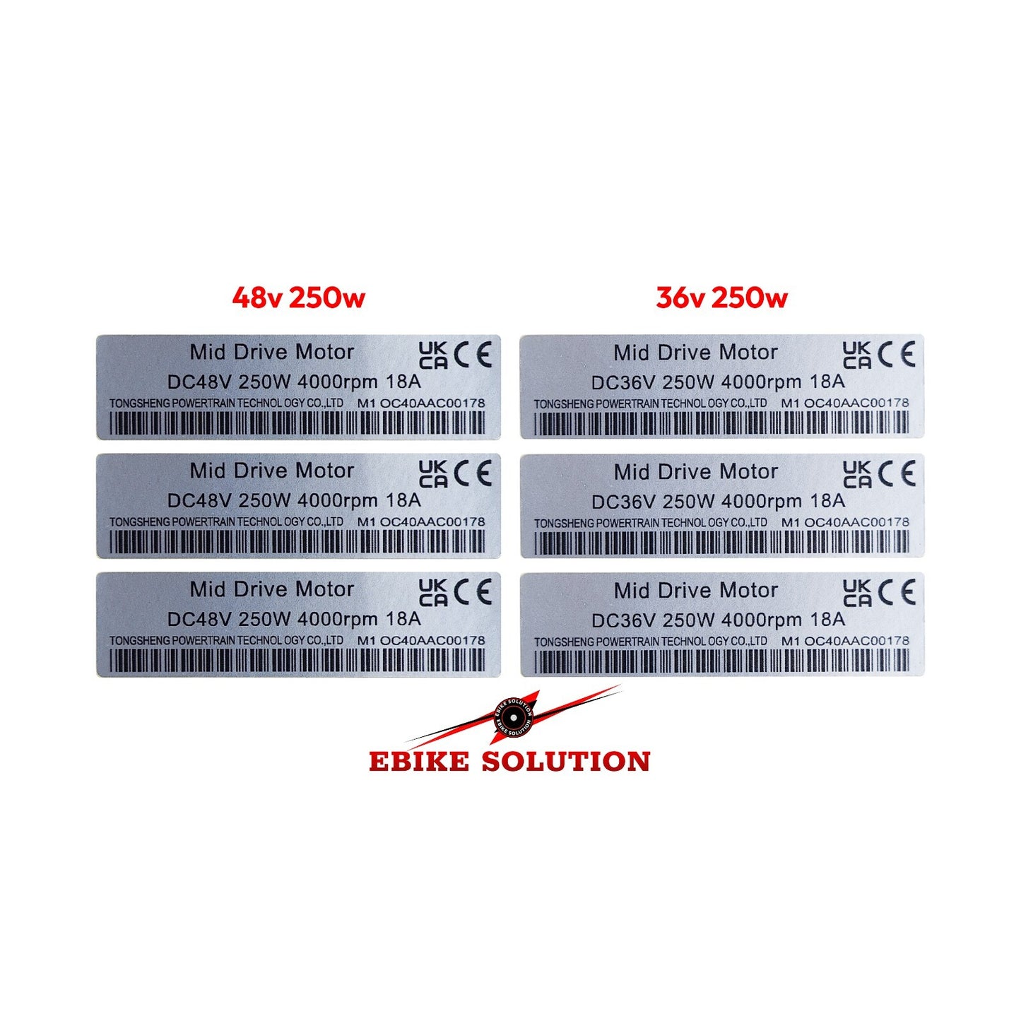 3x eBike sticker decal 250W for Tongsheng TSDZ2 36v/48v electric motor UK