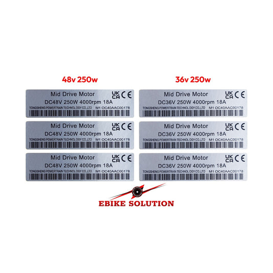 3x eBike sticker decal 250W for Tongsheng TSDZ2 36v/48v electric motor UK