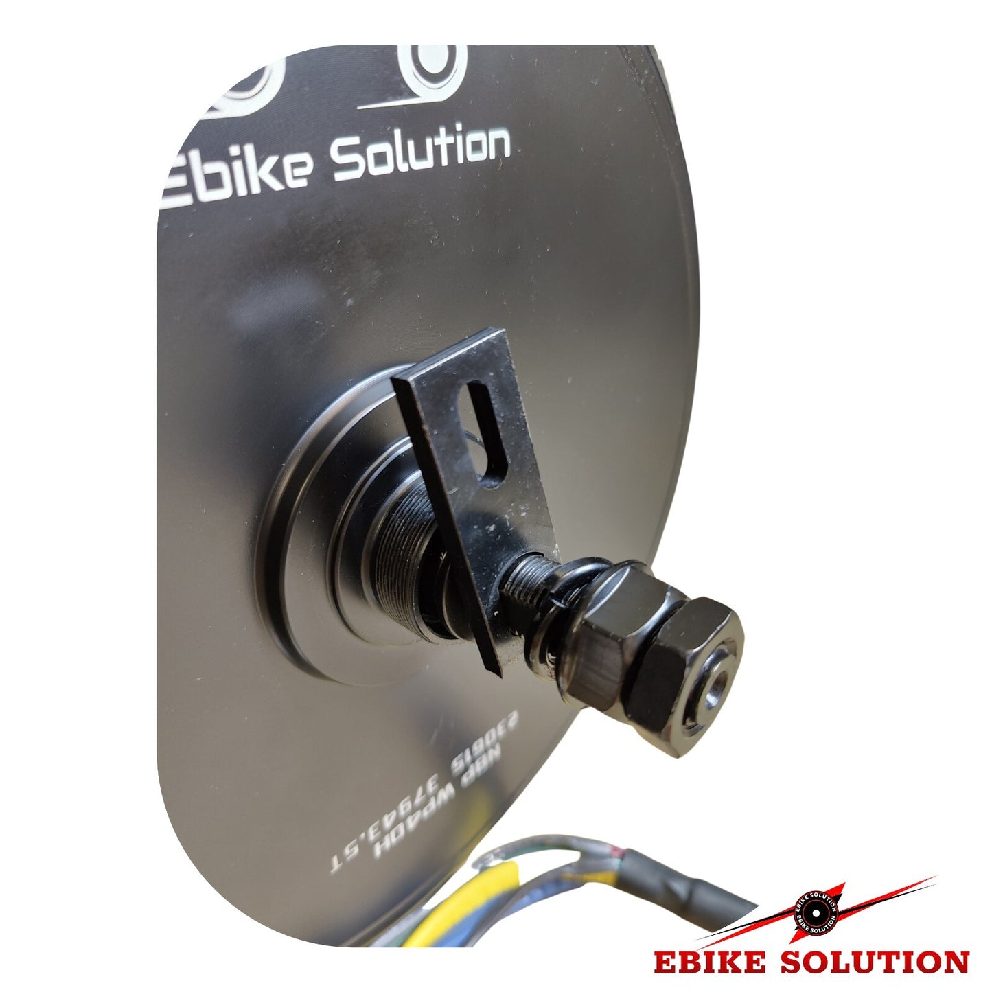 Mechanical component with wiring on a white background, branded 'Ebike Solution'.