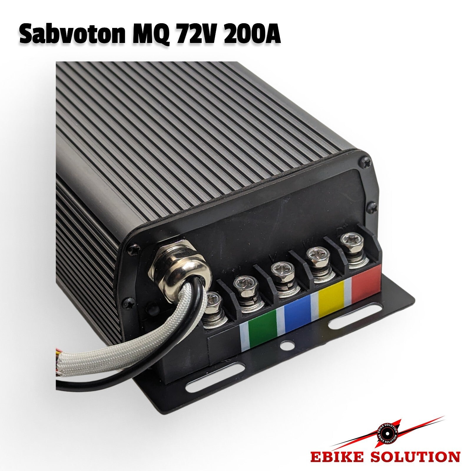 Sabvoton MQ 72V 200A electrical component with colorful connectors on a white background