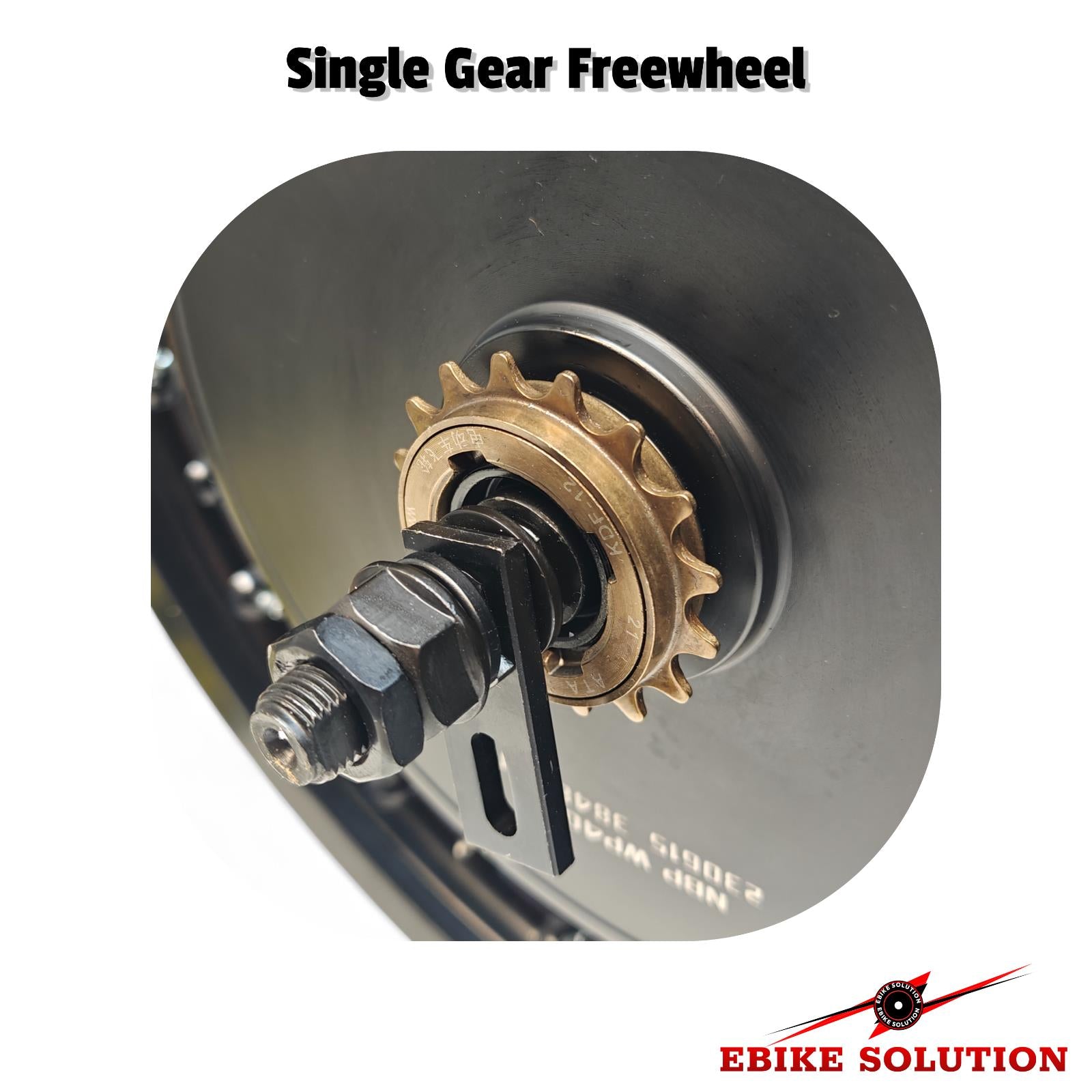 Single gear freewheel with 'Ebike Solution' branding on a white background
