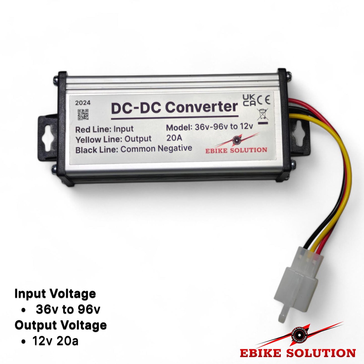 Ebike DC 36v-96v To DC 12V 20A 250W Step Down Power Supply Converter Regulator