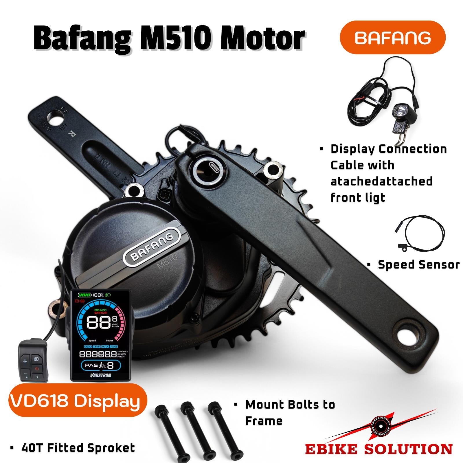 Bafang M510 36V 250W Mid Drive Motor Conversion Kits for Ebike CAN Display