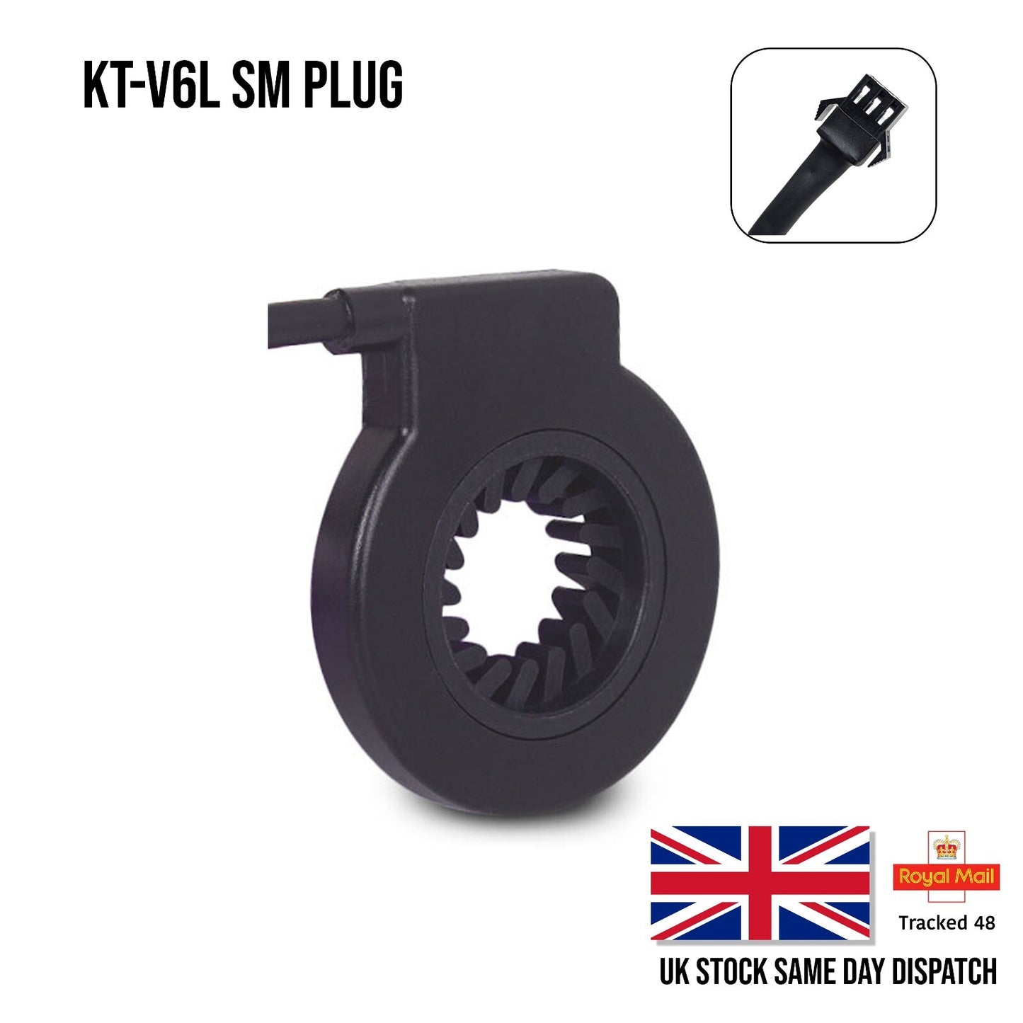 Black SM plug with 'KT-V6L' label on a white background