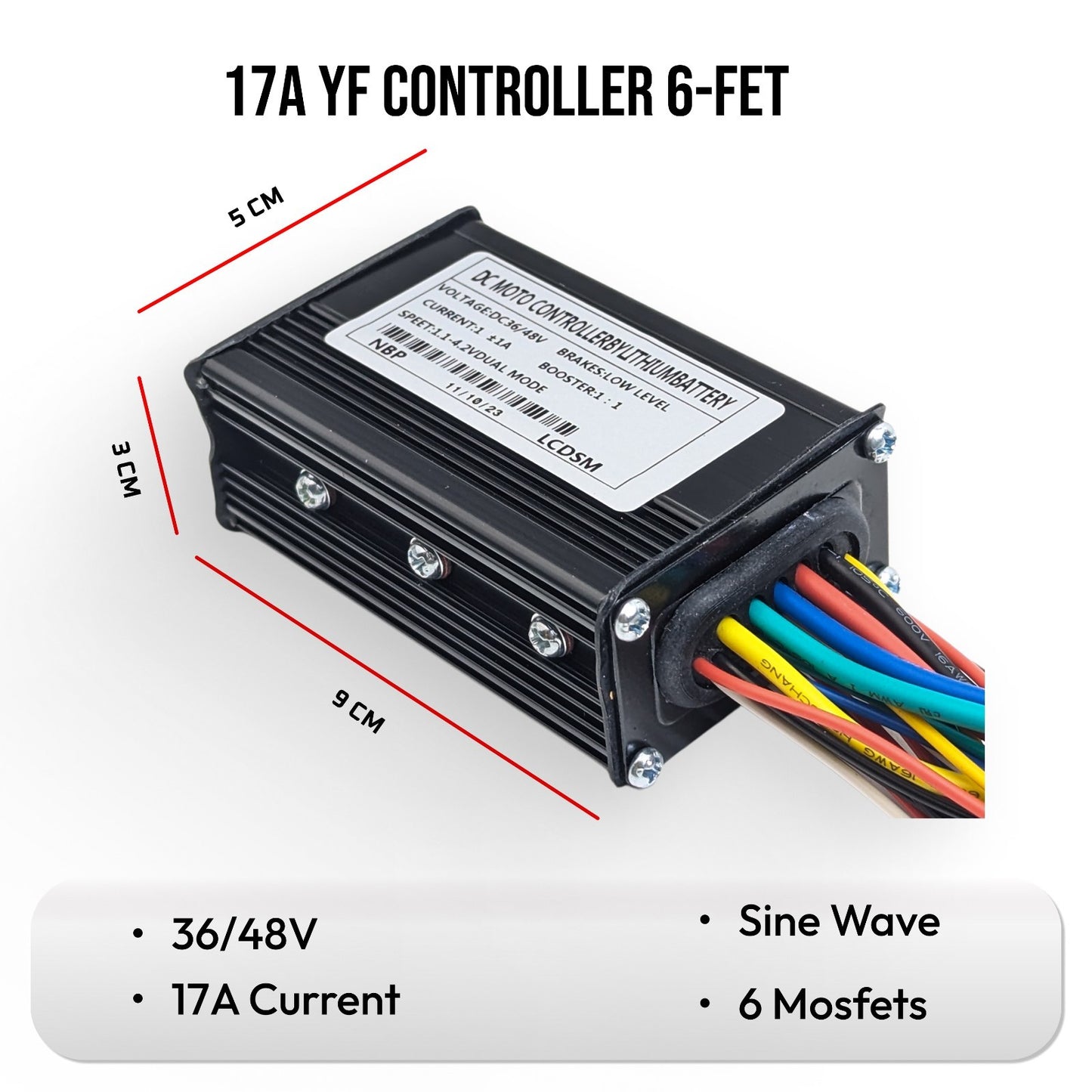 Ebike Controller Sine Wave 36/48V YF 17A 500W Kit Dual Mode
