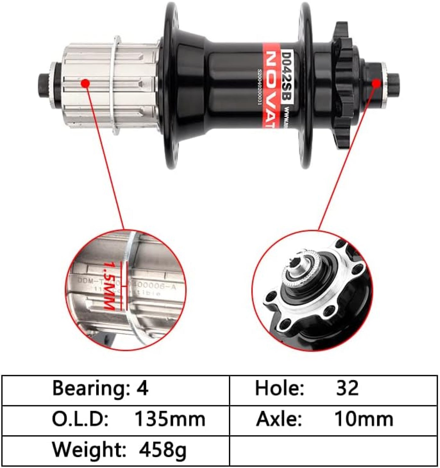 Mountain Bike Hub D041SB D042SB 24/28/32/36 Hole Quick Release with Axle