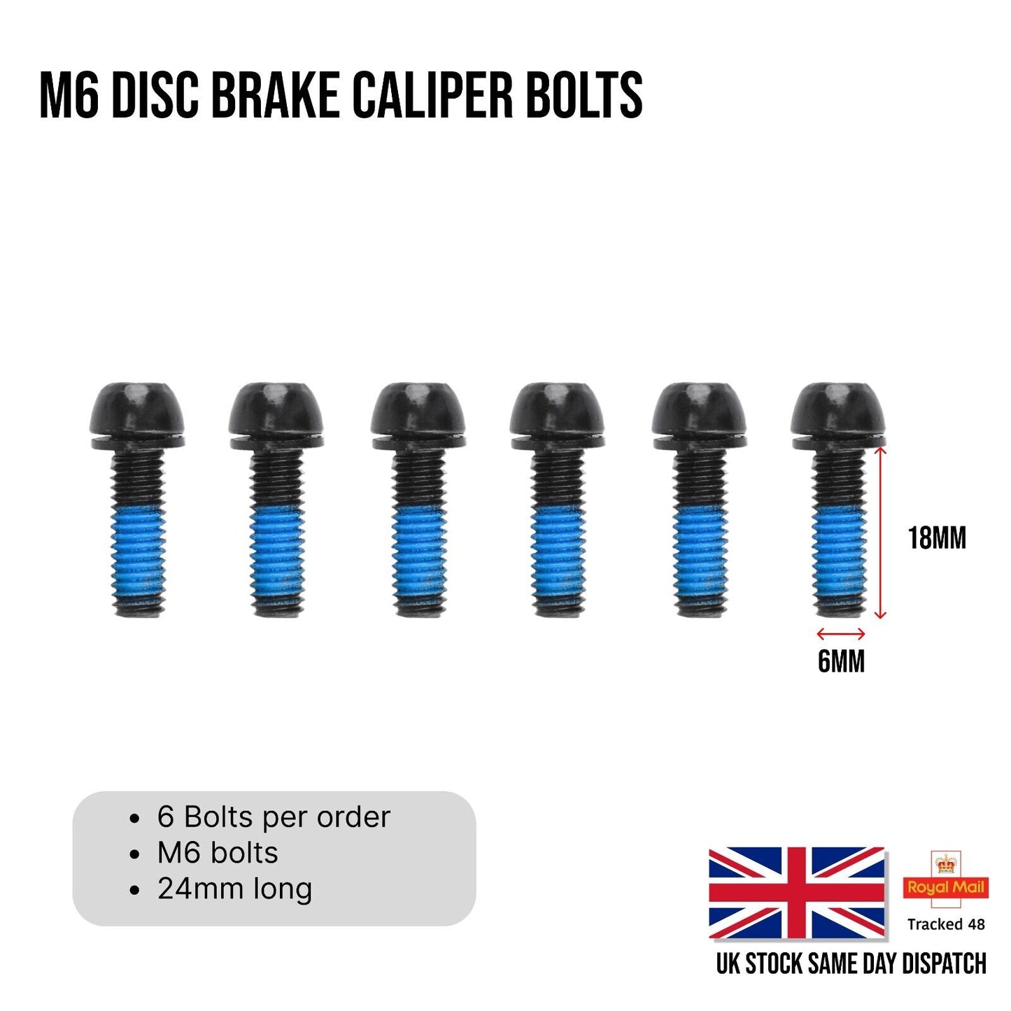 M6 18mm Genuine SHIMANO Hydraulic Disc Brake Caliper Bolts Pair Black 6 Pieces