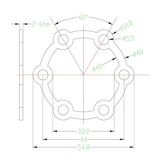 2/3/4/5/6mm Aluminum Alloy Disc Brake Spacer for Mountain Bike Hub 6 Hole Black