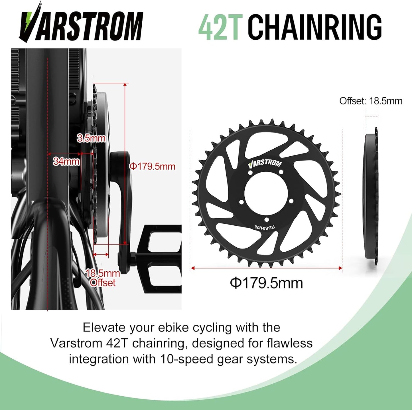 BAFANG BBS01/02 42T Chain Ring Offset Correction Electric Bicycle Ebike Wheel