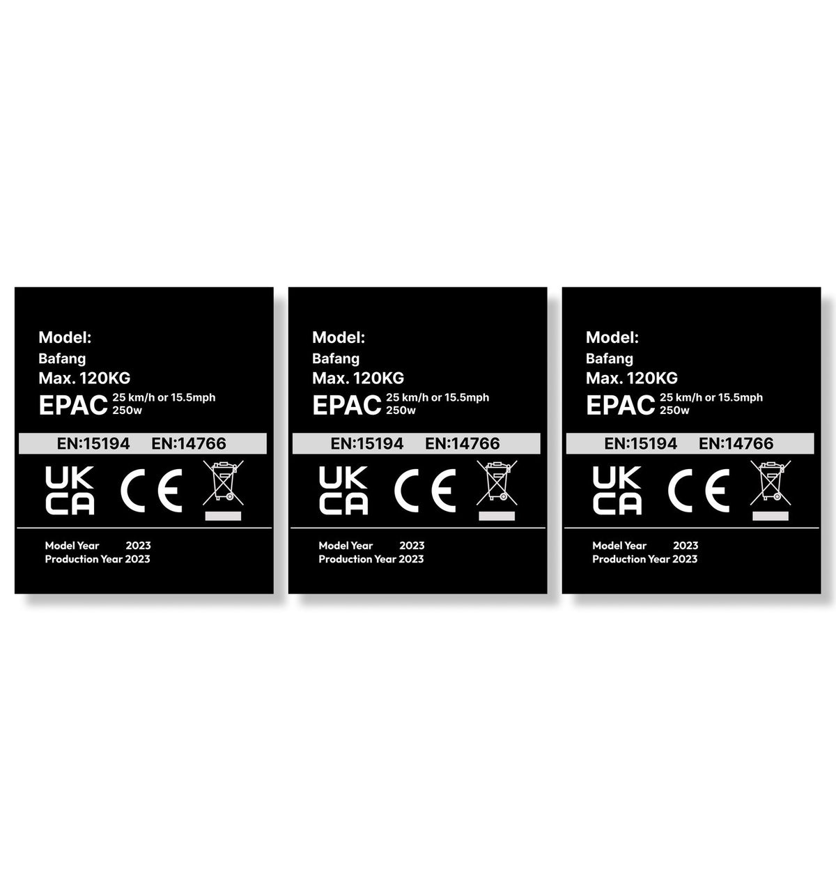 3x EAPC 250w 15.5mph Hub Motor Legal Motor Silver Ebike Sticker Decal Black ebike solution