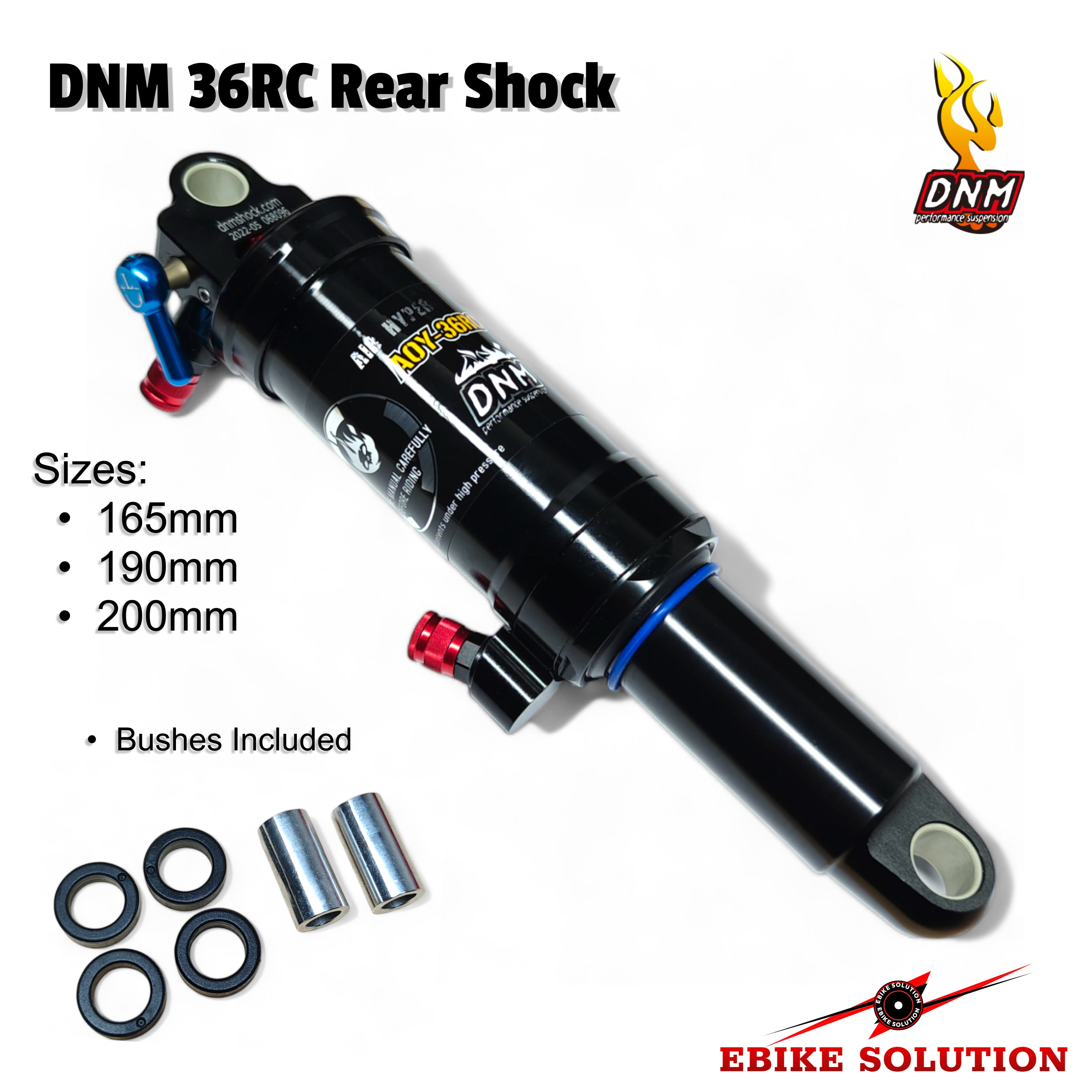 DNM AO-8RC Mountain Bike Air Rear Shock - 190x50mm With Lockout & Rebound Adjustment