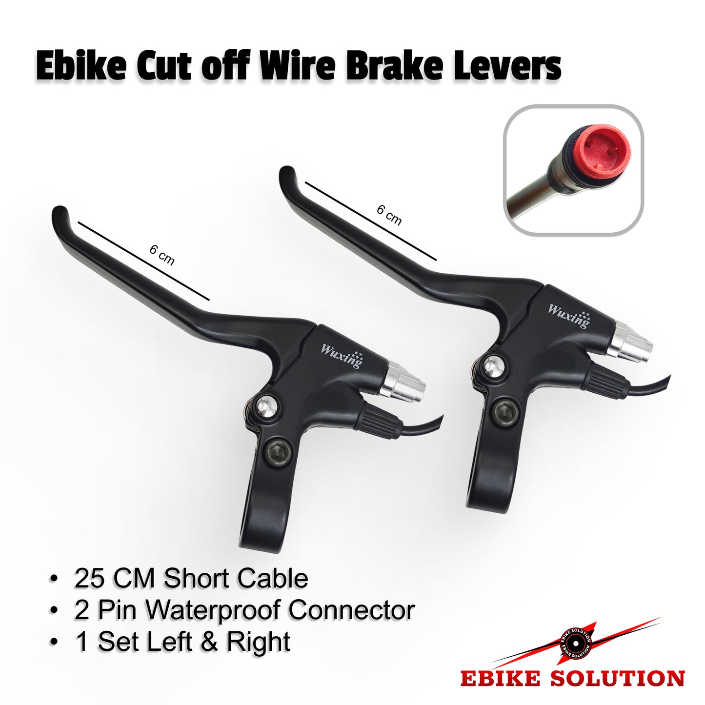 Pair Left & Right Ebike Bicycle Electric Brake Levers with Julet Connectors