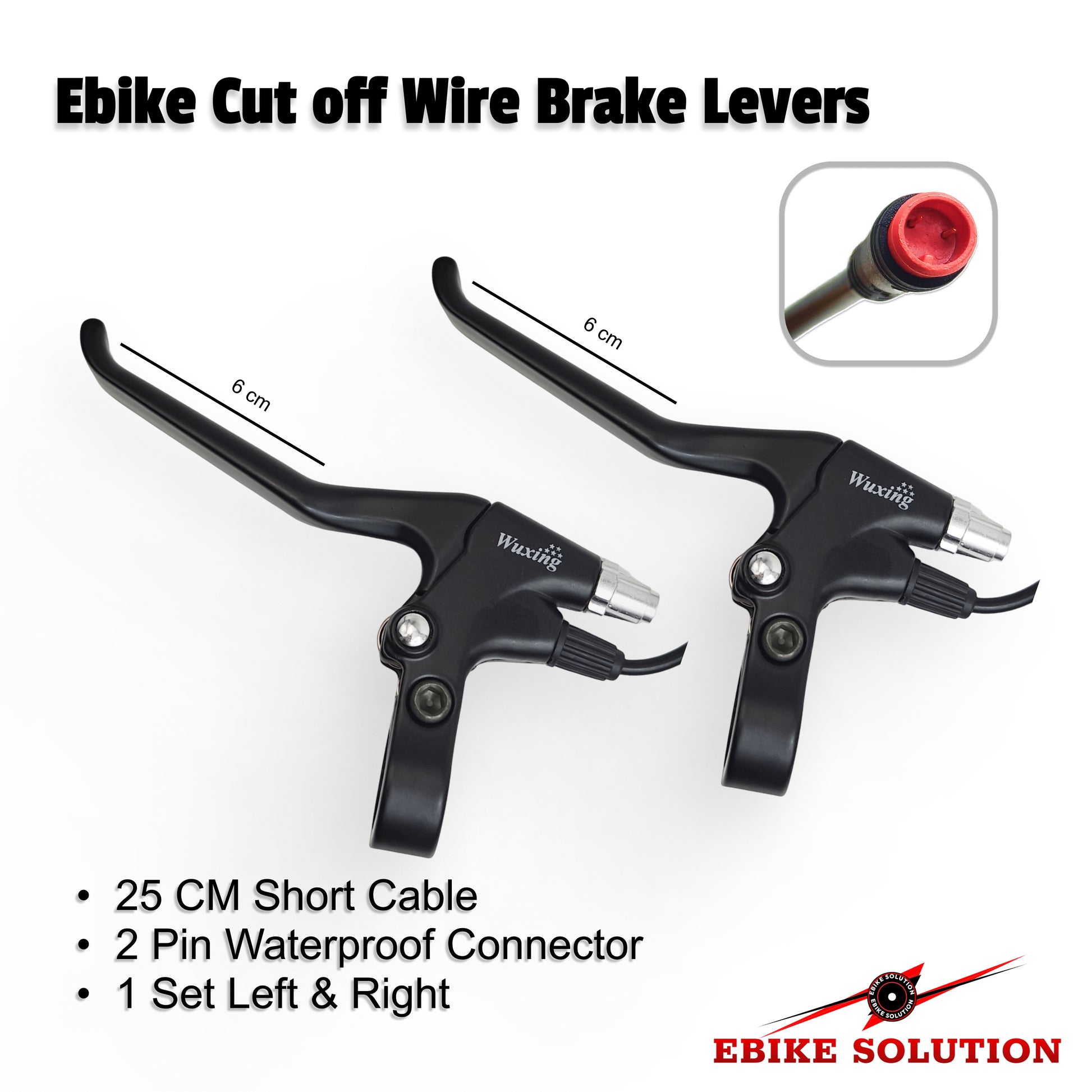Pair Left & Right Ebike Bicycle Electric Brake Levers with Julet Connectors
