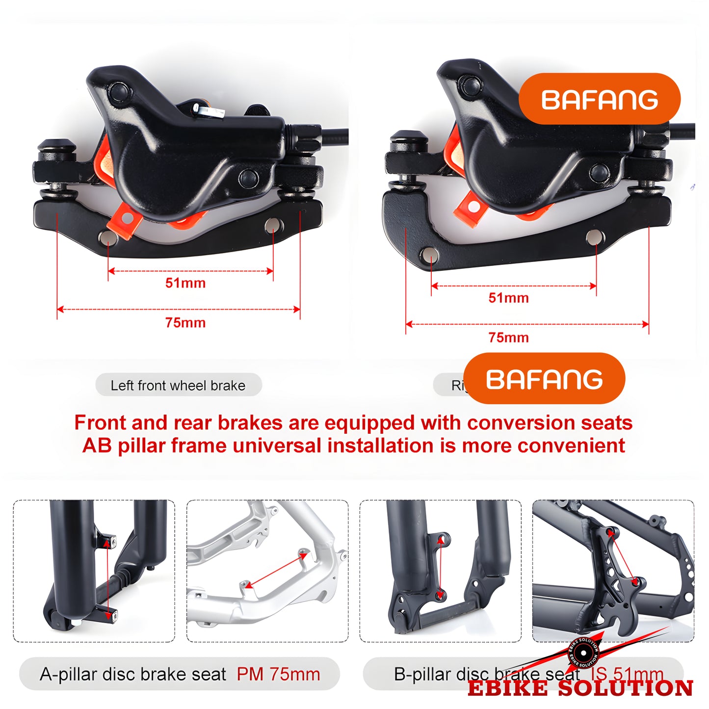 Hydraulic Disc Brake For BAFANG Ebike Hub/Mid Drive Motor Wheel Bicycle Brake