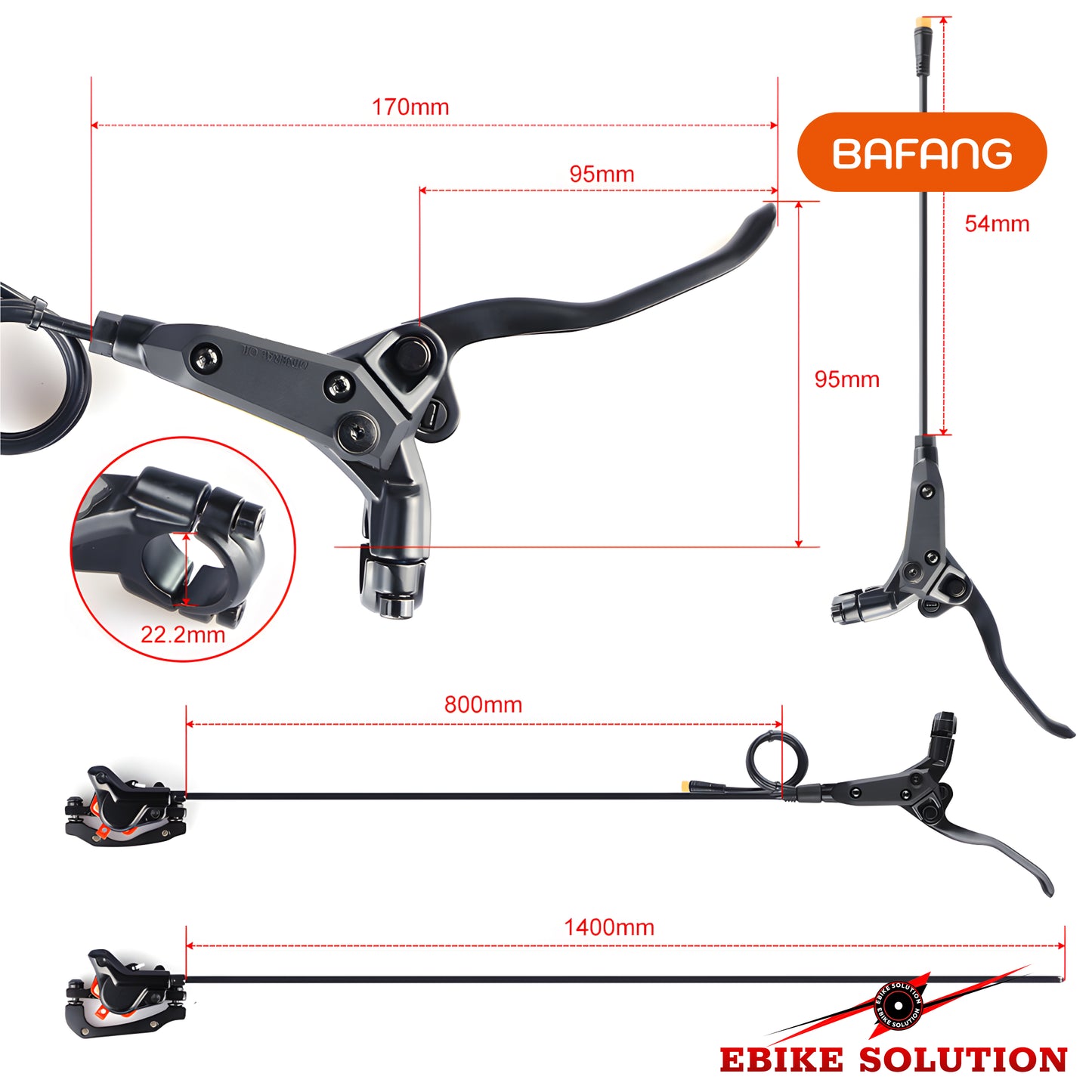 Hydraulic Disc Brake For BAFANG Ebike Hub/Mid Drive Motor Wheel Bicycle Brake