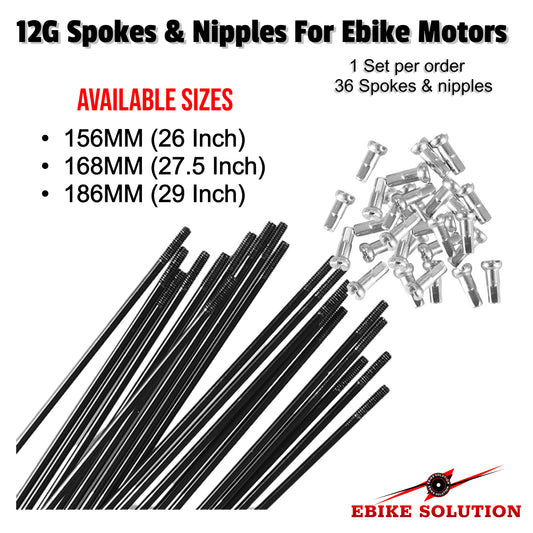 Ebike Hub Motor Spokes and Nipples 26/27.5/29 inch For 1500/2000W Motor
