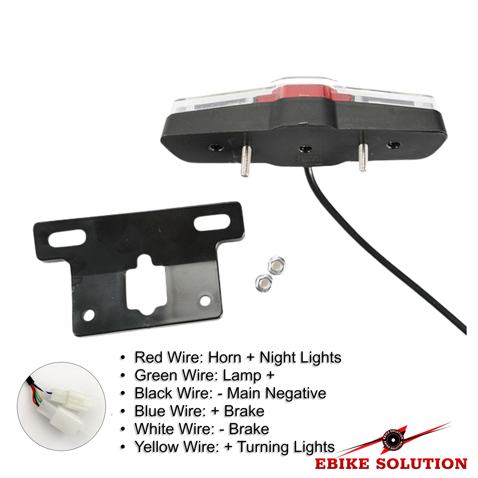 36V-72V Electric Bicycle Ebike Taillight Turn Signal Rear Rack Lamp Tail Light N
