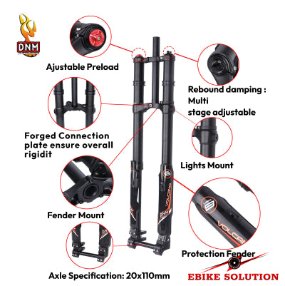 DNM USD-8S Suspension Fork Downhill DH MTB Air 1-1/8" 203mm 20mm Axle