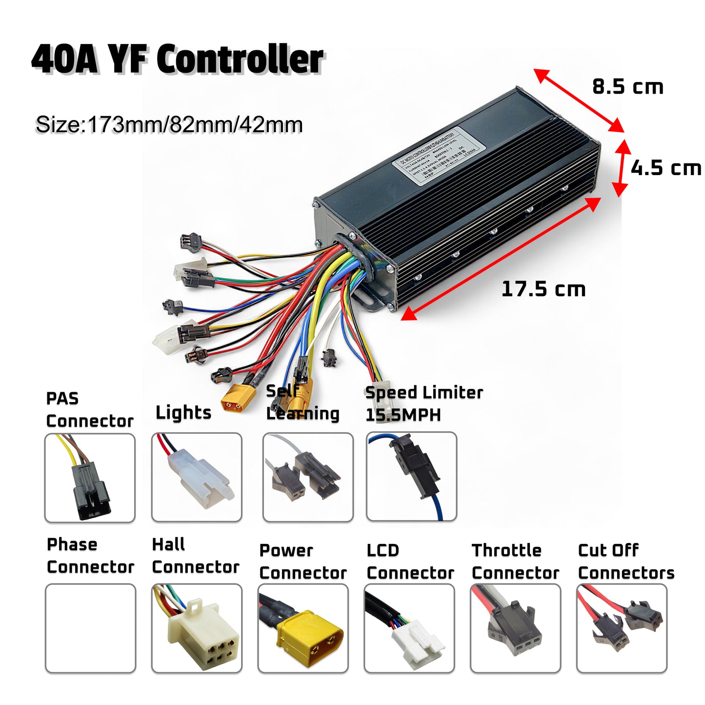 Ebike Brushless Motor Controller YF 48-72V 40A Sine Wave Dual Mode