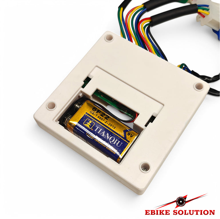 Electronic component with Hanqiu battery on a white background, featuring 'Ebike Solution' branding.