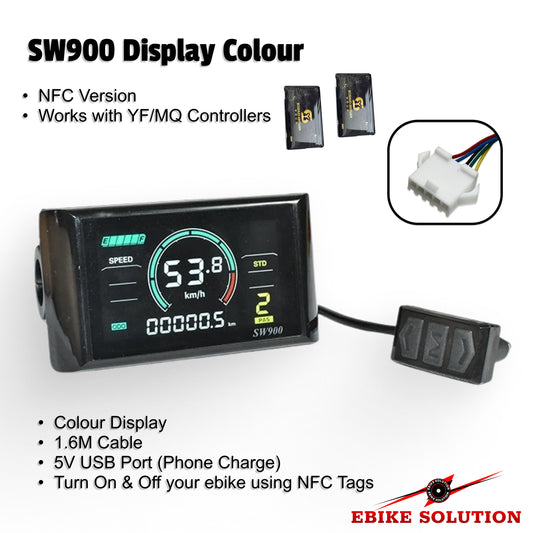 Ebike Colour SW900 USB NFC LCD Display Control Electric Bicycle Meter 36-72V