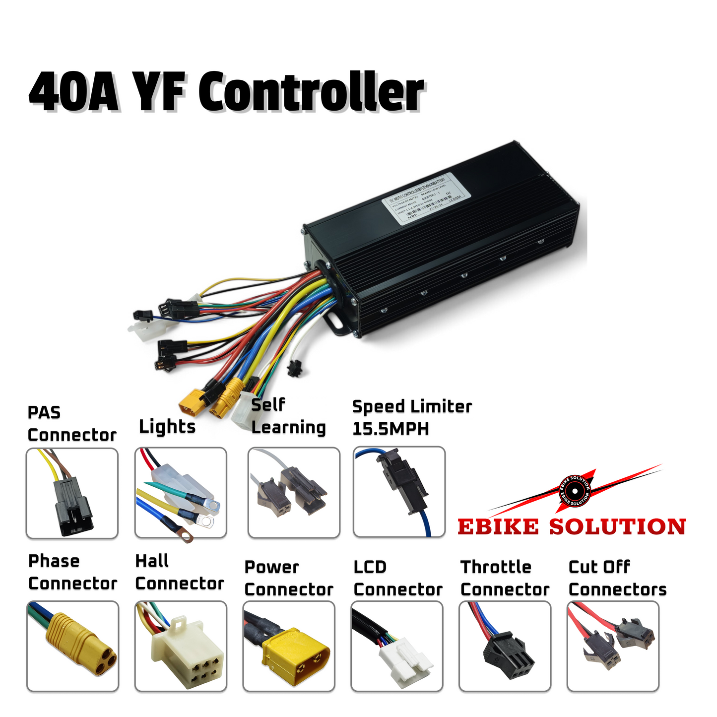 Ebike Brushless Motor Controller YF 48-72V 40A Sine Wave Dual Mode