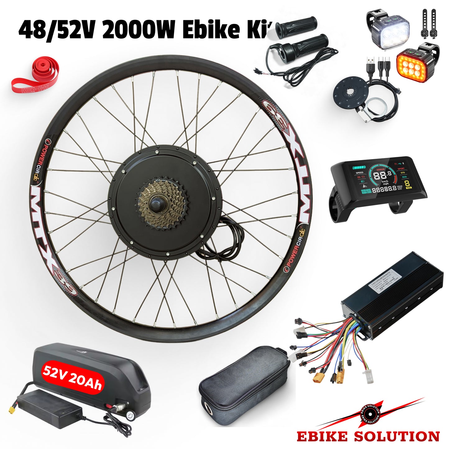48/52V 40A 2000W Ebike Kit Rear Electric Bicycle Wheel MTX Enduro UK