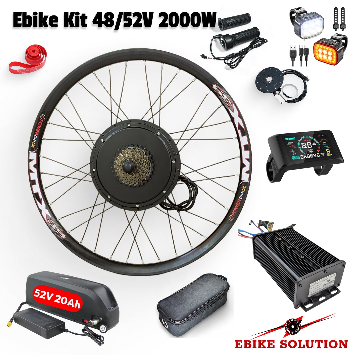 48-72V 45A 2000W Ebike Kit Rear Electric Bicycle Wheel MTX Enduro UK