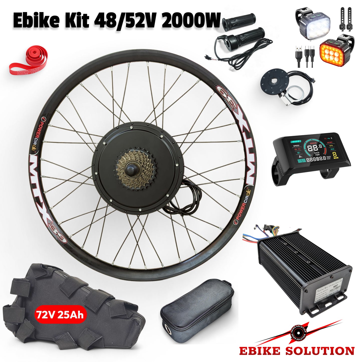 48-72V 45A 2000W Ebike Kit Rear Electric Bicycle Wheel MTX Enduro UK