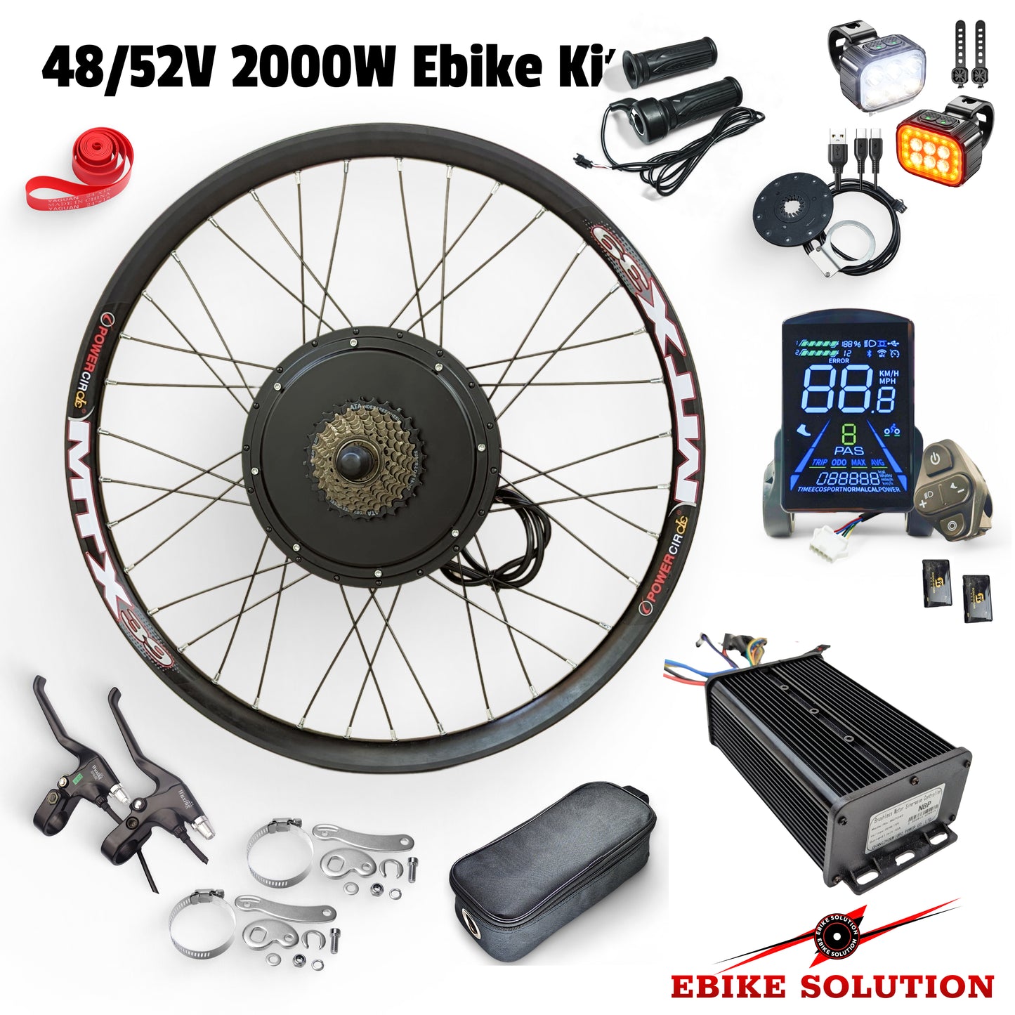 Ebike Rear Wheel MTX39 Wheel Electric Bicycle 48/52V 40-45A 2000W Colourful