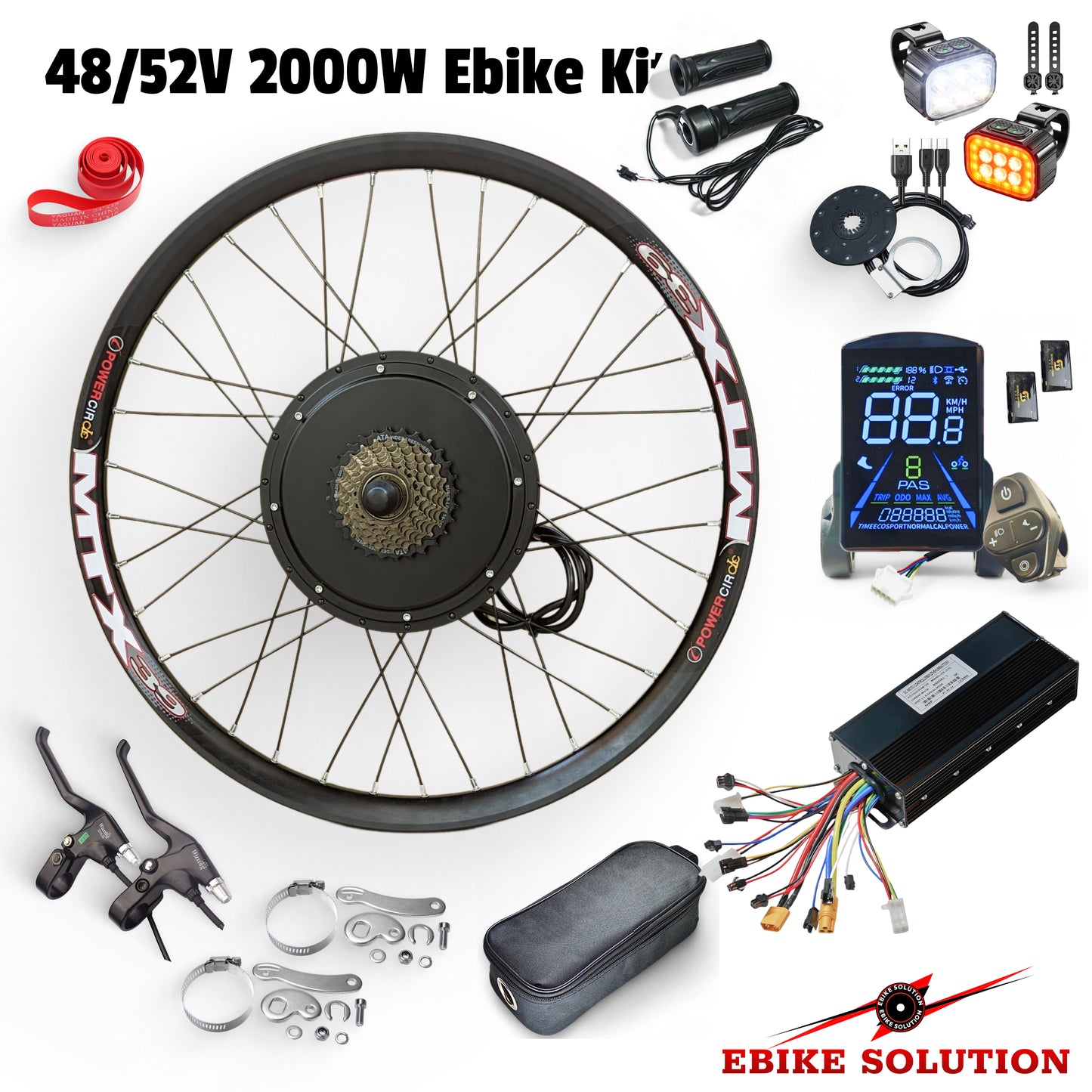 Ebike Rear Wheel MTX39 Wheel Electric Bicycle 48/52V 40-45A 2000W Colourful