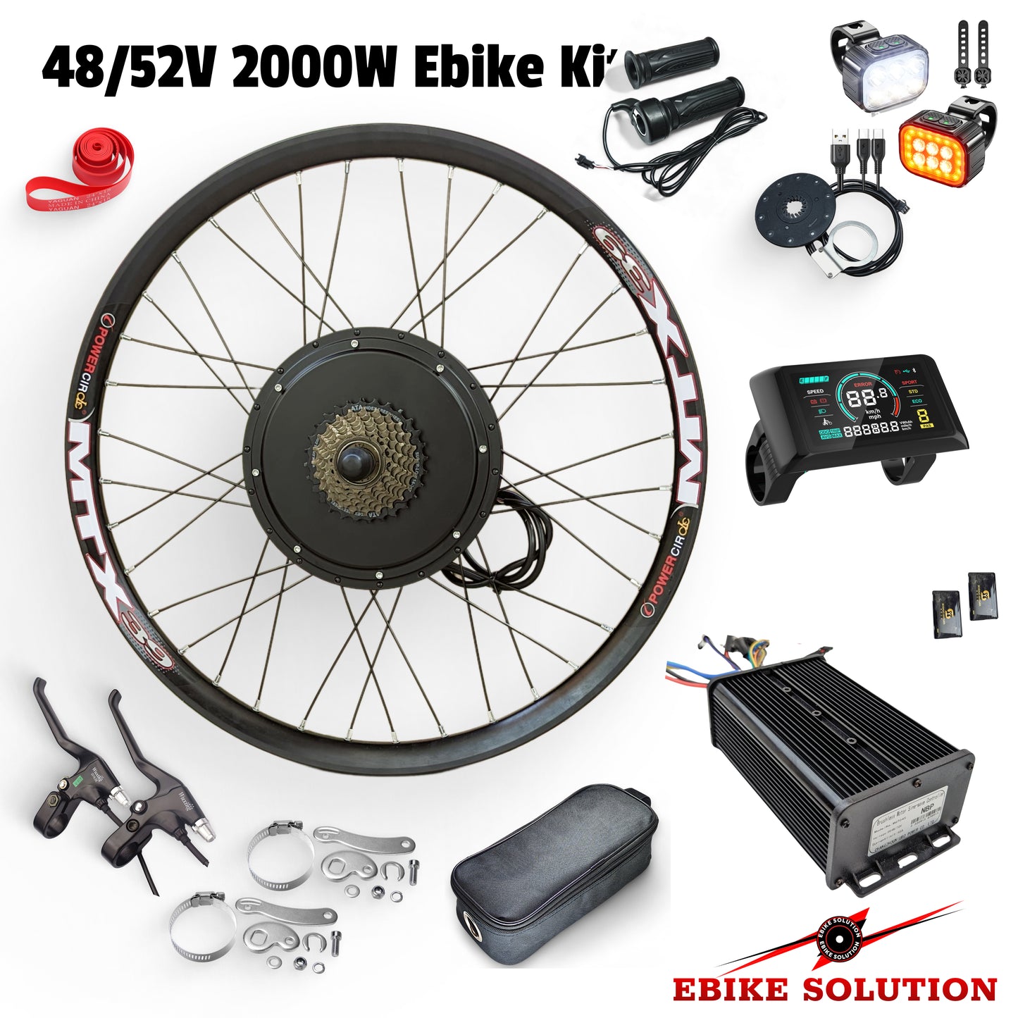Ebike Rear Wheel MTX39 Wheel Electric Bicycle 48/52V 40-45A 2000W Colourful