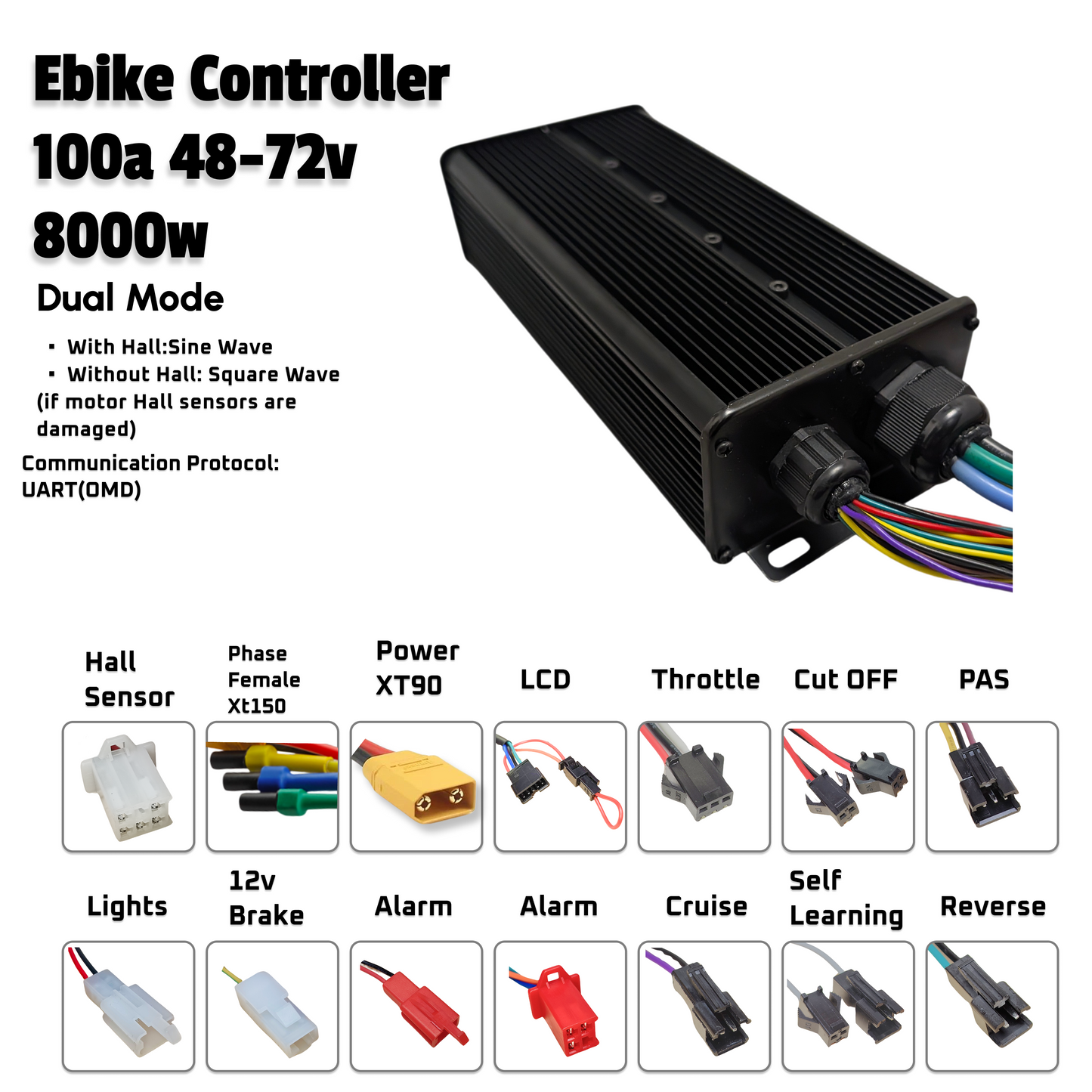 72v 100a 8000w SM72100 Brushless XT150 Motor Controller Electric XT90 SW900 UKC1
