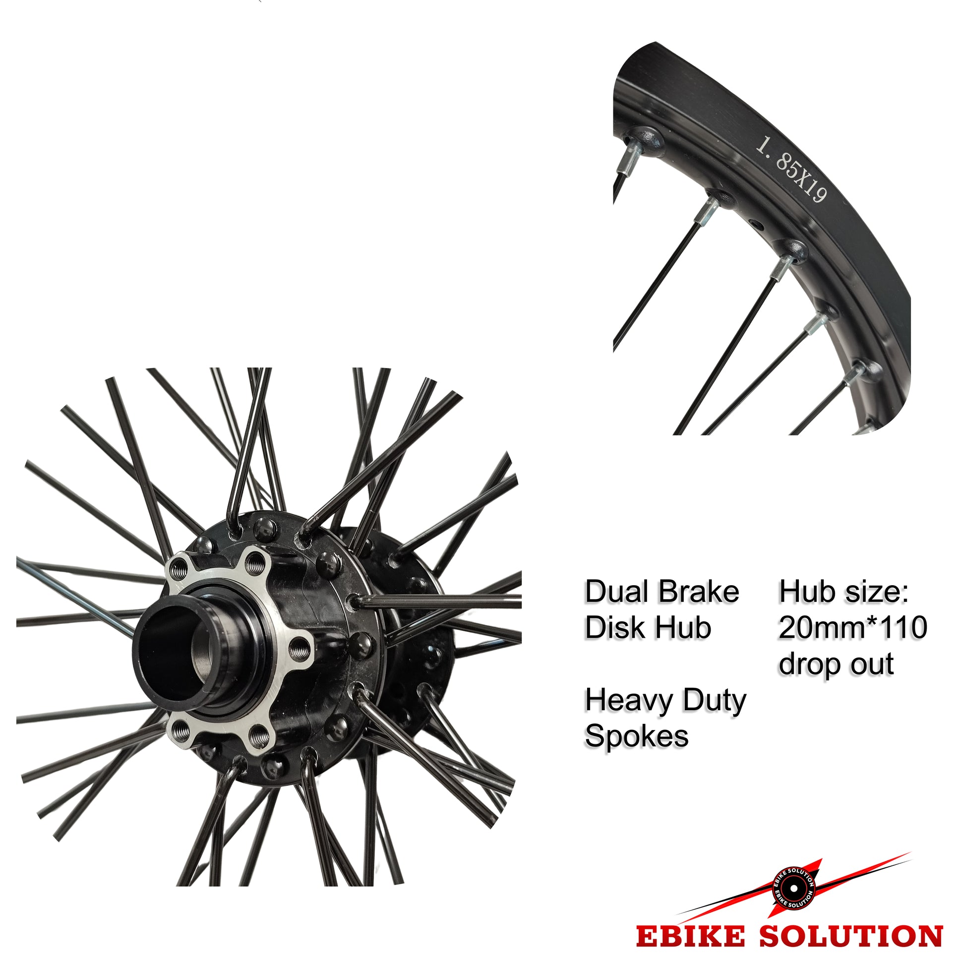 Stealth Bomber/Surron Ebike Enduro Front Wheel 20x110mm Dual Brake Side Hub 19 Inch