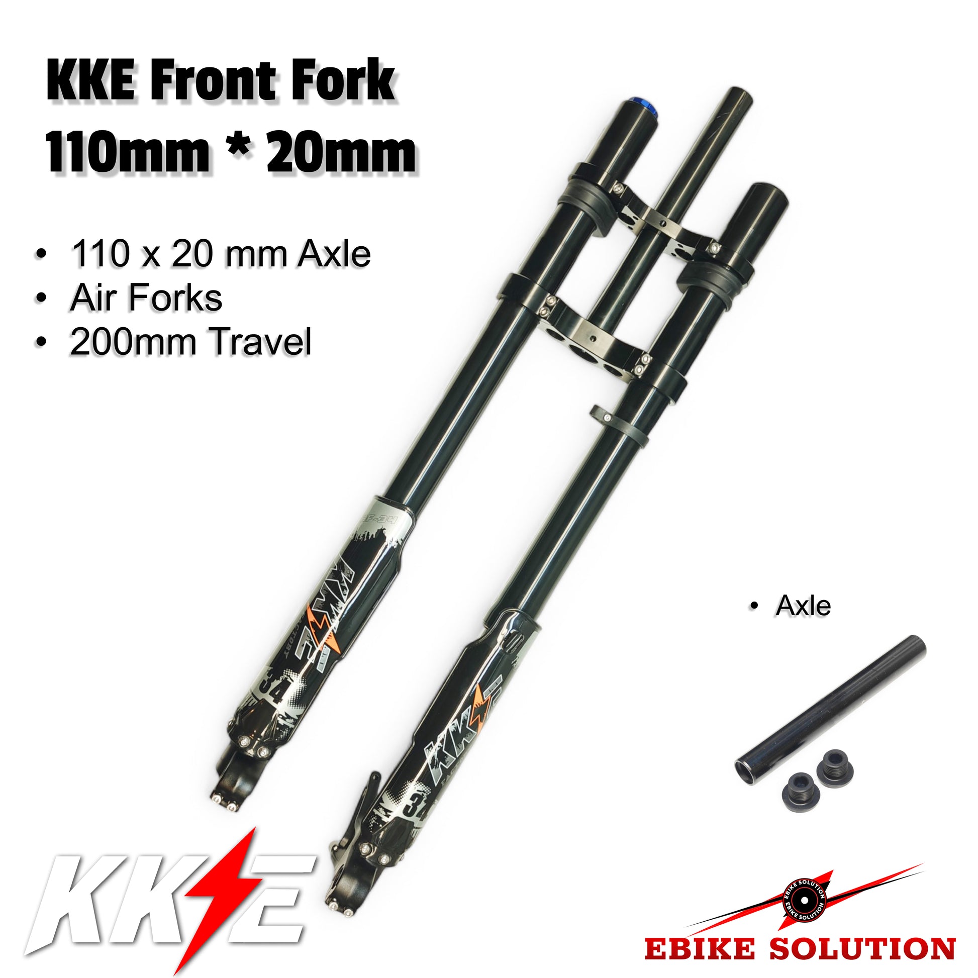 KKE MTB Bike Air Fork for Stealth Bomber SurRon EBike 203mm Range 20mm Thru Axle