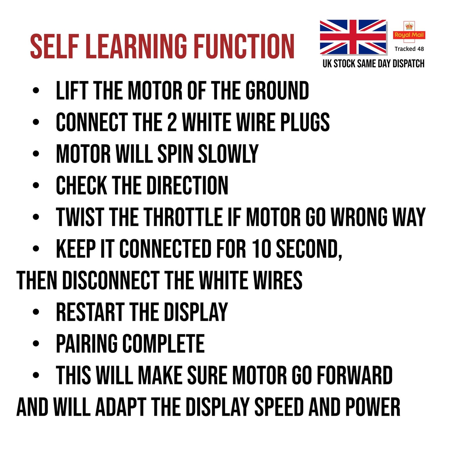 Instructions for self-learning function with a British flag and text on a white background