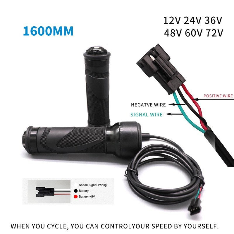 E-Bike Full Twist Throttle Grip Pair 3 Pin 22mm Handlebar 12V-72V Black ebike solution