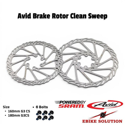 SRAM Avid G3CS Disc Brake Rotor - 160mm 180mm - 6-Bolt  G3 Cleansweep  MTB Ebike