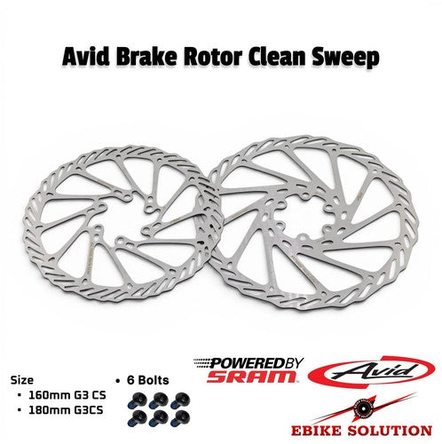 SRAM Avid G3CS Disc Brake Rotor - 160mm 180mm - 6-Bolt  G3 Cleansweep  MTB Ebike