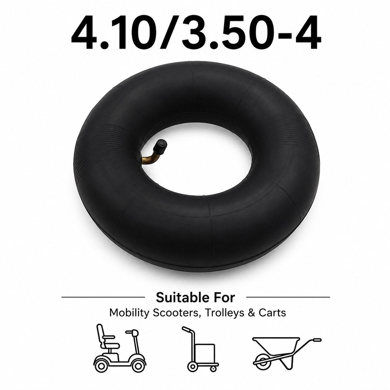 4.10/3.50-4 Inner Tube Thick Rubber Bent Valve 4.00-4 Tyres Mobility Scooter 2x