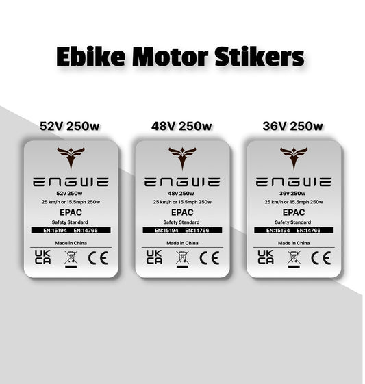 3x EPAC 250w 15.5mph Engwe EBike Legal Motor Silver Sticker Decal Bycicle