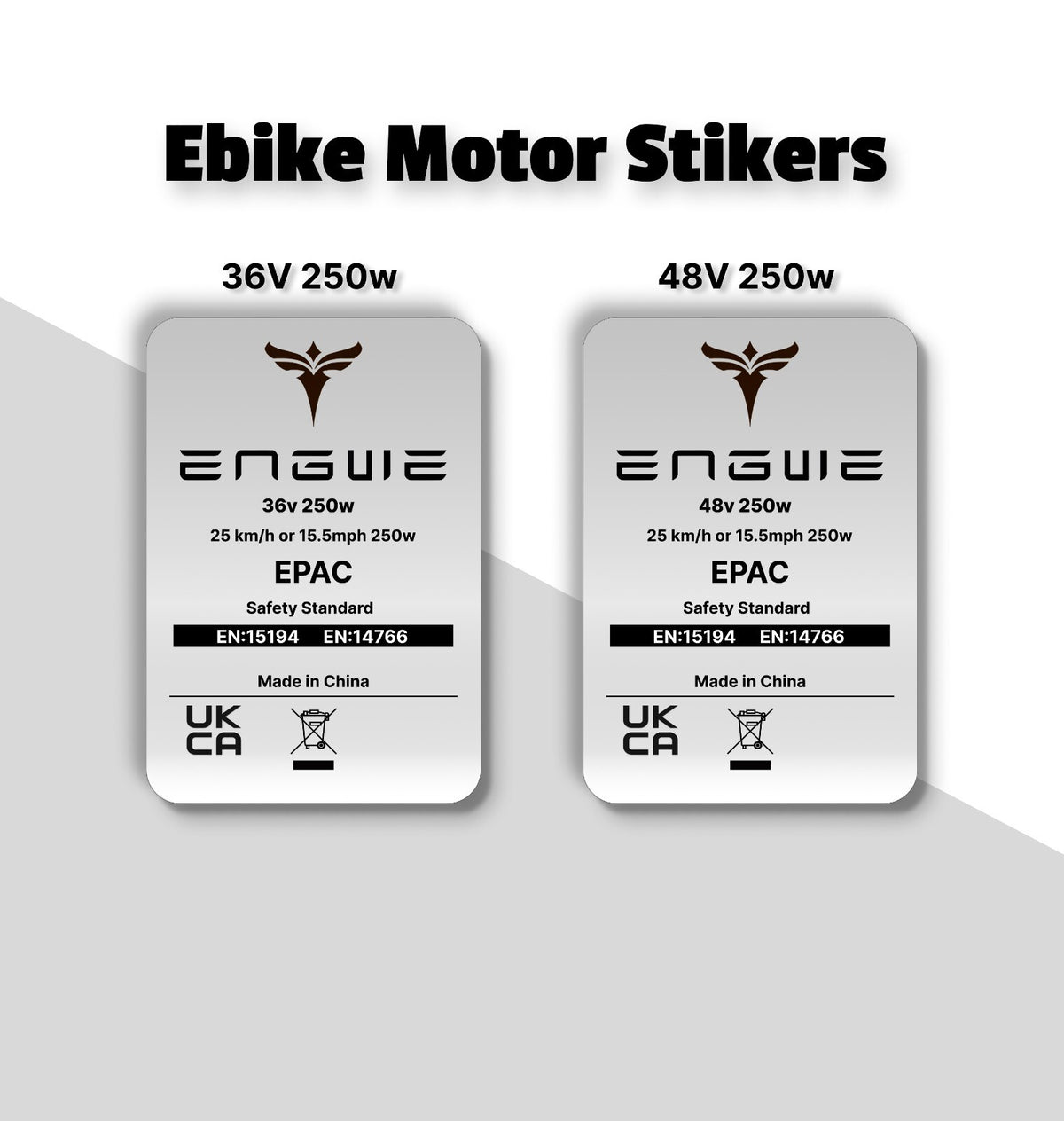 E Legal Sticker 3x EPAC 250w 15.5mph Engwe EBike Legal Motor Silver Sticker Decal Byci ...
