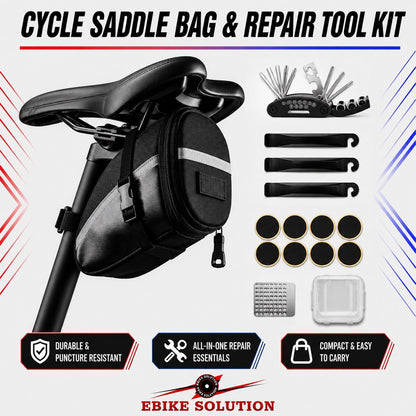 Bicycle Frame Tool Puncture Repair Kit Saddle Case Bag With Tool Set Bike ebike solution