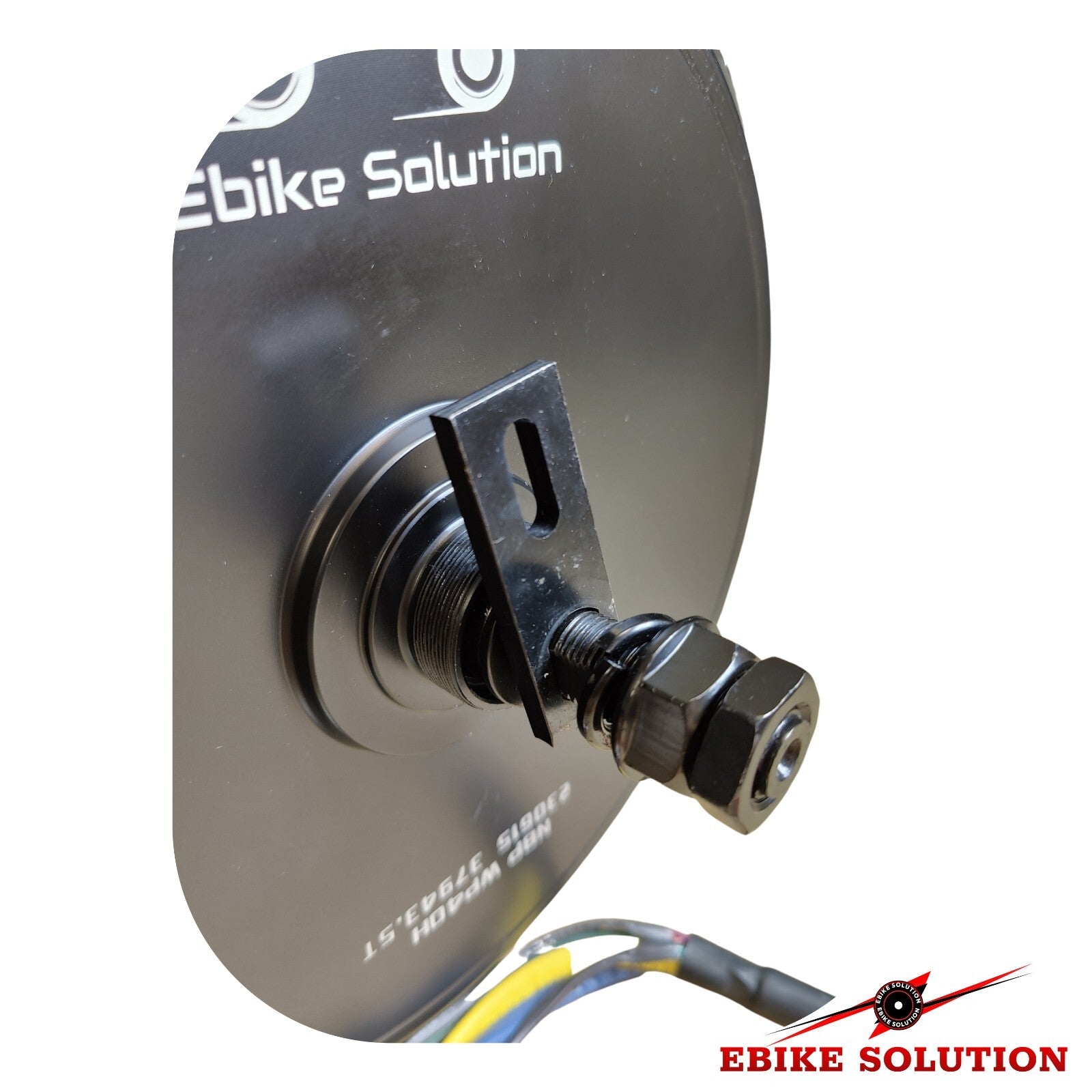 Mechanical component with wiring on a white background, branded 'Ebike Solution'.