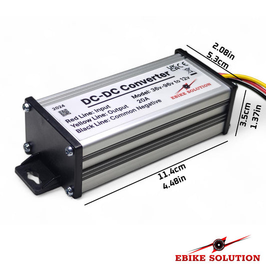 Ebike DC 36v-96v To DC 12V 20A 250W Step Down Power Supply Converter Regulator