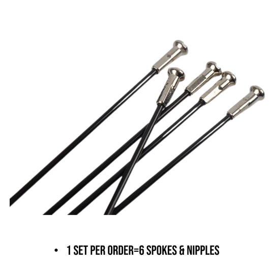 12G Electric Bicycle E-bike Wheel Steel Black  Spokes and  Silver Nipples 6 Pcs