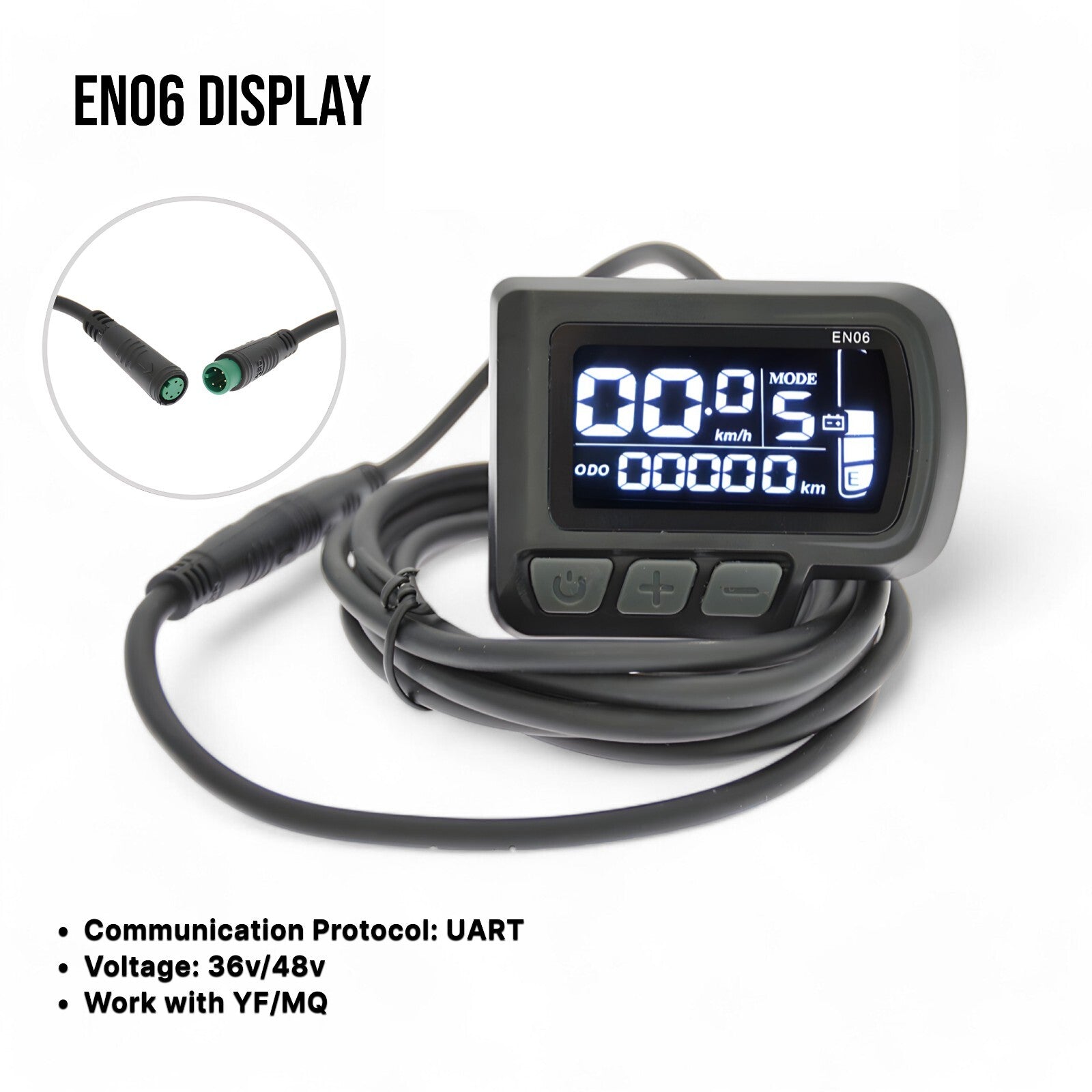 Digital display with cable on a white background, featuring the EN06 model name.