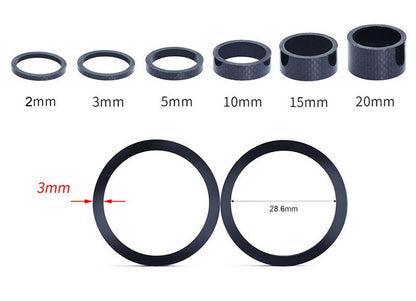 Stem Spacers Carbon Fiber Headset Fork Washer 1-1/8" Threadless Parts 11Pcs/Set