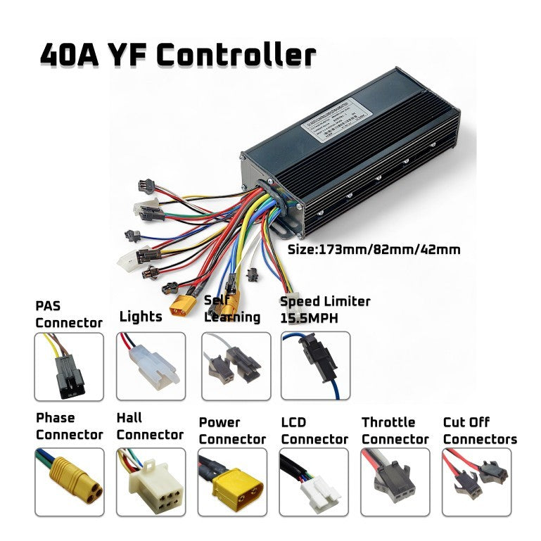 40A YF Controller with connectors on a white background